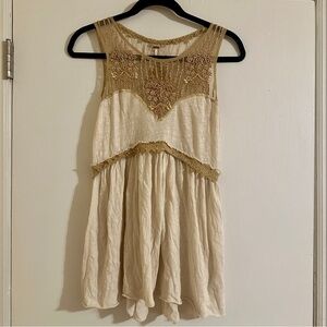 Free people lace and beaded sleeveless top women S